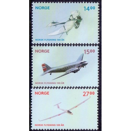 Norge. 2012. Norsk Flyvning 100 år. AFA nr 1782-84 **  stemplet postfrisk FDC