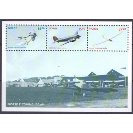 Norge. 2012. Norsk Flyvning 100 år, i miniark. AFA nr 1785 **  stemplet postfrisk FDC