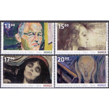 Norge. 2013. Edvard Munch 150 år. AFA nr 1802-05 **  stemplet postfrisk FDC