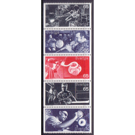 Sverige. 1972. Glaskunst i 5 stribe, AFA nr. 753-57 **      postfrisk stemplet FDC st,