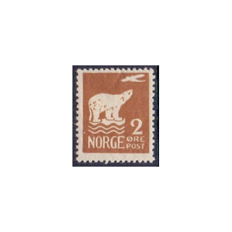 Norge. 1925. Amundsen Polflyvning. 2 Øre. variant " uden haleror" AFA nr. 107x **