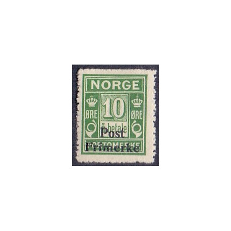 Norge. 1929. Provisorier på portomærker. 10 øre. AFA nr. 141 ** st. stemplet postfrisk