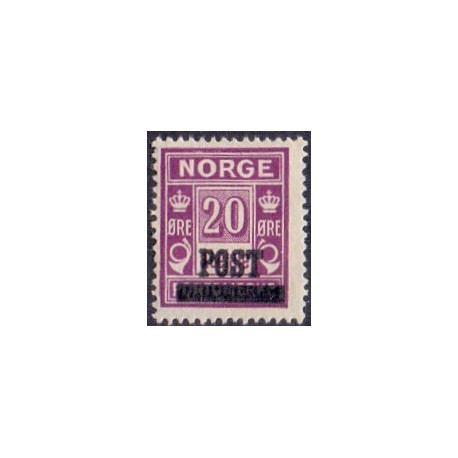 Norge. 1929. Provisorier på portomærker. 20 øre. AFA nr. 143 ** st. stemplet postfrisk