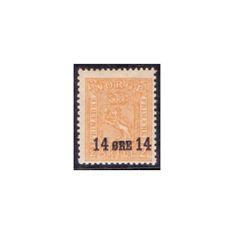 Norge. 1929. Provisorium 14 Øre./2 Sk.  AFA nr. 152 ** st. stemplet postfrisk