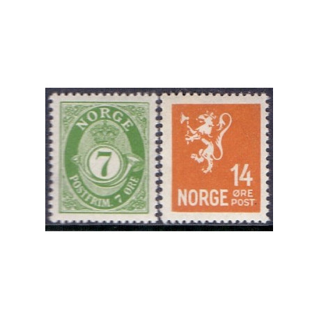 Norge. 1929. Supperingsværdier. AFA nr. 153-54 ** st. stemplet postfrisk