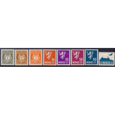 Norge. 1941. Slupperingsværdier UDEN vandmærke AFA nr. 271-78 **  st. stemplet postfrisk
