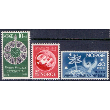 Norge. 1949. Verdenspostforeningen. AFA nr. 358-60 ** stemplet postfrisk FDC