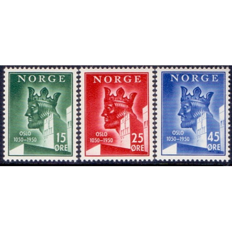 Norge. 1950. Oslo 900-års jubilæum. AFA nr. 362-64 ** stemplet postfrisk FDC