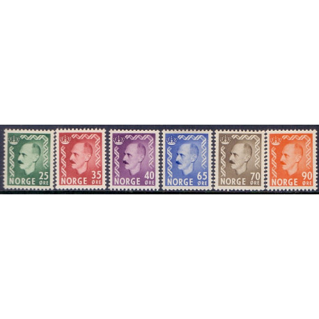 Norge. 1955-56. Farveændringer m.m.. AFA nr. 410-15 ** stemplet postfrisk FDC
