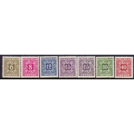 Danmark Portomærke 1937-55 AFA nr. 33-38 **/MNH stemplet/used