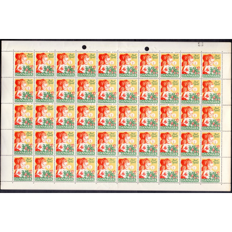 Danmark julemærke 1948 i helark ufoldet, foldet **/*