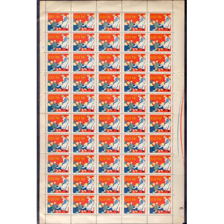 Danmark julemærke 1949 i helark ufoldet, foldet **/*