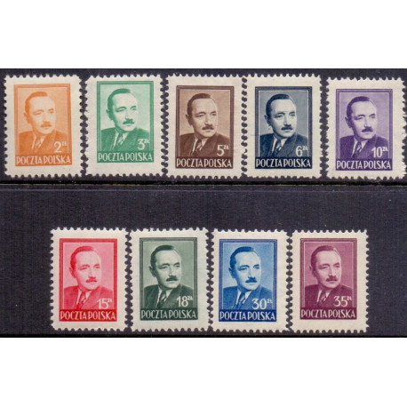 Polen. 1948. Bierut  in complete set. AFA nr.501-09 **/MNH.