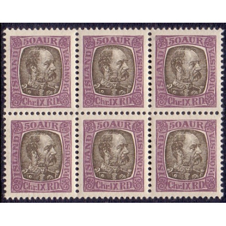 Island. Tjenstemærker. 1902-04. Kong. Chr. IX. AFA nr. I 6-BLOK **