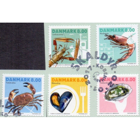 2017. Skaldyr. AFA nr. 1886-90, postfrisk Stemplet FDC