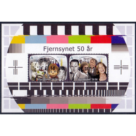 Norge. 2010. Fjernsynet 50 år. miniark AFA nr. 1727 **   stemplet postfrisk FDC