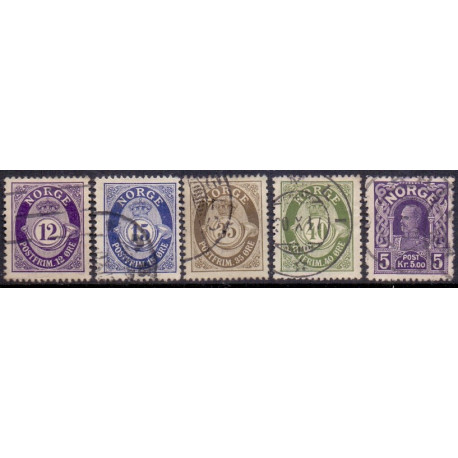 Norge. 1917-19. Suppleringsværdi 12 Øre-5.00 kr. AFA nr. 92-96 st.(5)