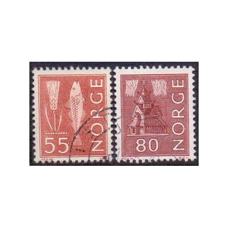 Norge. 1968-70. Nye tegninger. AFA nr. 518F + 520F  **  stemplet postfrisk FDC