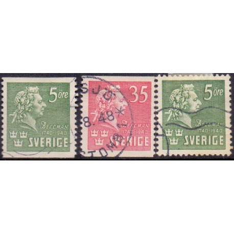 Sverige. 1940. Carl Belmann 5-35 Øre, AFA nr. 283-84+ 283B **   postfrisk stemplet FDC st,