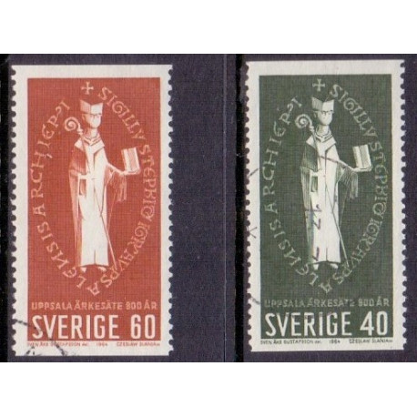 Sverige. 1964. Uppsala Ærkebispesæde.tk lodret AFA nr. 523A-24A **  postfrisk stemplet FDC st,
