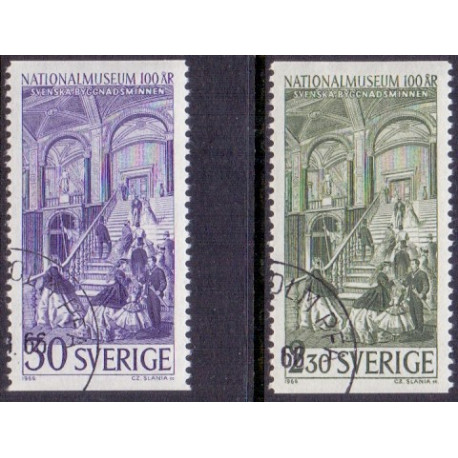 Sverige. 1966. Stockholm nationalmuseum. 30 Øre-2,30kr.  AFA nr. 555-56 **   postfrisk stemplet FDC st,