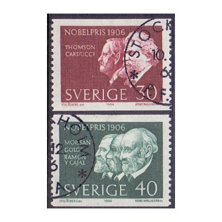 Sverige. 1966. Nobelpristager 1906, 25-40 Øre. AFA nr 572-73 **  postfrisk stemplet FDC st,