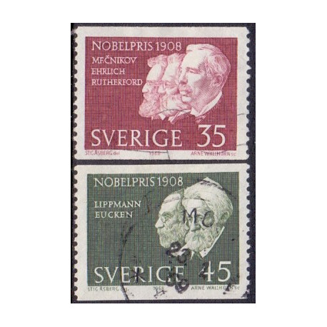 Sverige. 1968. Nobelpristager 1908, AFA nr. 632Cv-633Ch **    postfrisk stemplet FDC st,