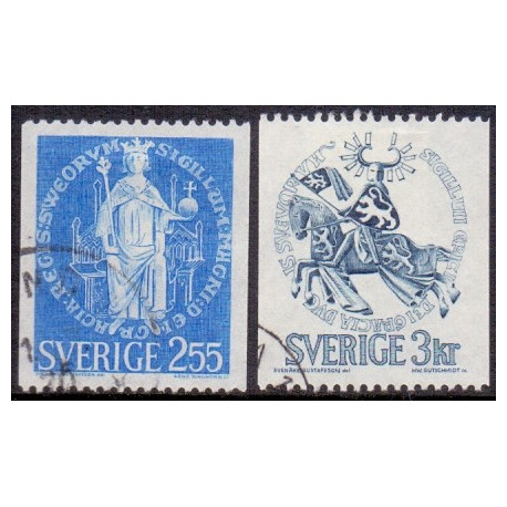 Sverige. 1970. Heraldik, 2,55-3 kr. FLOUR Alm papir AFA nr. 678-79 **     postfrisk stemplet FDC st,
