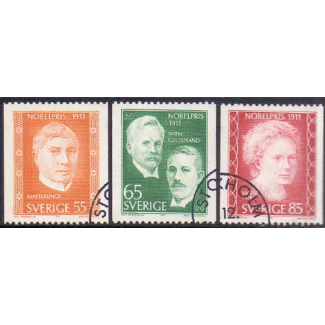 Sverige. 1971. Nobelpristager 1911, 55-85 Øre. AFA nr. 740-42 **  postfrisk stemplet FDC st,