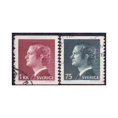 Sverige. 1974.. Kong Carl XVI, 75 Øre-1 kr. AFA nr. 858-59**   postfrisk stemplet FDC st,