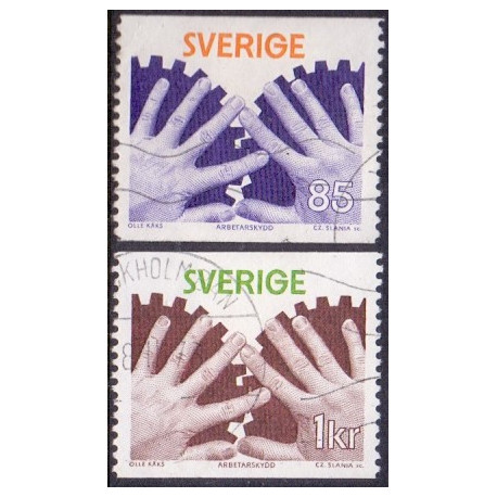 Sverige. 1976. Arbejderbeskyttelse 85 Øre-1 kr. AFA nr. 965-66 **   postfrisk stemplet FDC st,