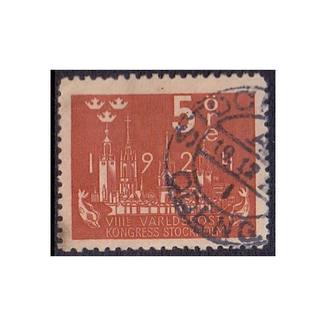 Sverige. 1924. Verdenspostkongres, 5 Øre, AFA nr. 159 **   postfrisk stemplet FDC st,