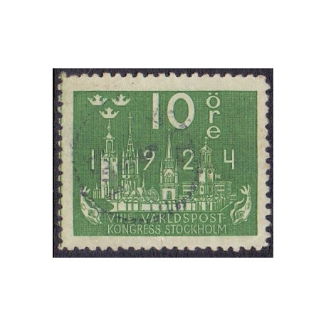 Sverige. 1924. Verdenspostkongres, 10 Øre, AFA nr. 160 **   postfrisk stemplet FDC st,