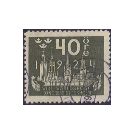 Sverige. 1924. Verdenspostkongres, 40 Øre, AFA nr. 166 **   postfrisk stemplet FDC st,
