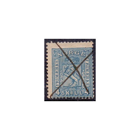 Norge. 1867-68. 4 Sk. Blå, AFA nr 14 * st. stemplet postfrisk