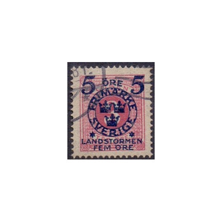Sverige. 1916. Landestorm II 5+5/3 Øre. AFA nr. 89 **    postfrisk stemplet FDC st,