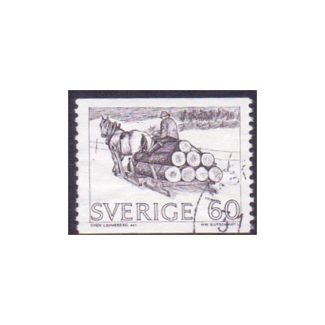 Sverige. 1976. Tømmertransport, 60 Øre. ALM papir AFA nr. 717uF **    postfrisk stemplet FDC st,