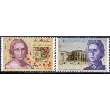 Norge. 2013. Stemmeret for kvinder 100 år. AFA nr 1821-22 **  stemplet postfrisk FDC