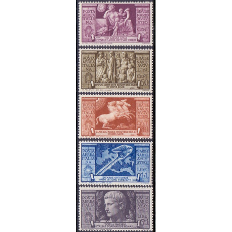 italy     Italien. 1937. Kejser Augustus, luftpost. AFA nr. 518-22 * (AFA 1150 **)