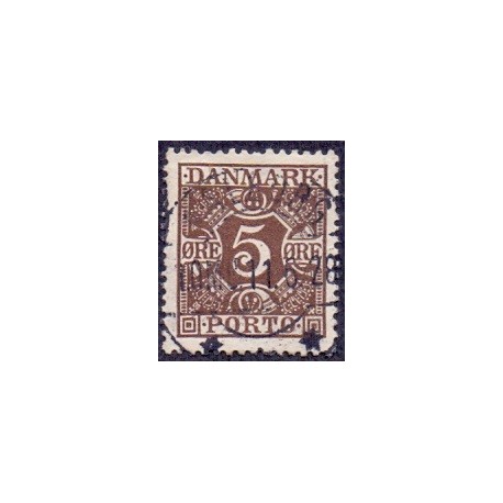 Porto 1921-5.  5 Øre brun LUKSUS stemplet
