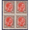 1918-20. Chr. X. 90 Øre, i 4-blok AFA 109 **/*