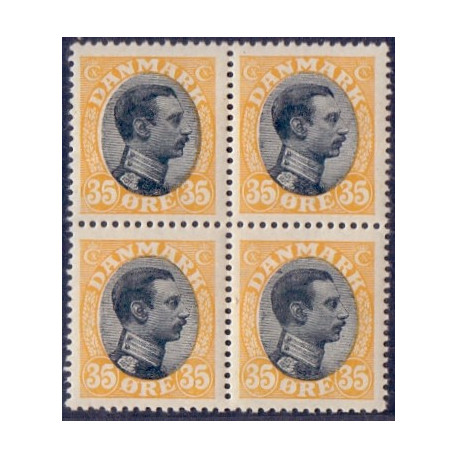 1918-20. Chr. X. 35 Øre, i 4-blok AFA 104 **