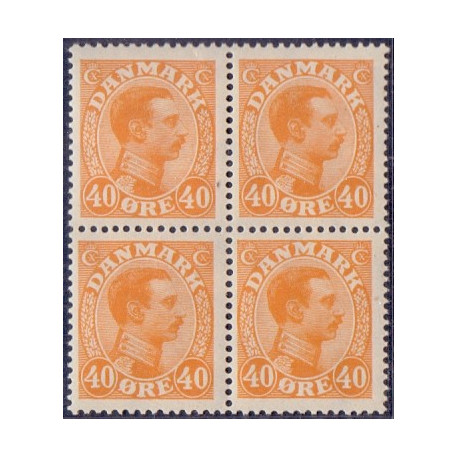 1925-26. Chr. X. 40 Øre, i 4-blok AFA 150 **