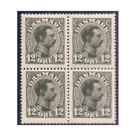 1918-20. Chr. X. 12 Øre, i 4-blok AFA 100 **