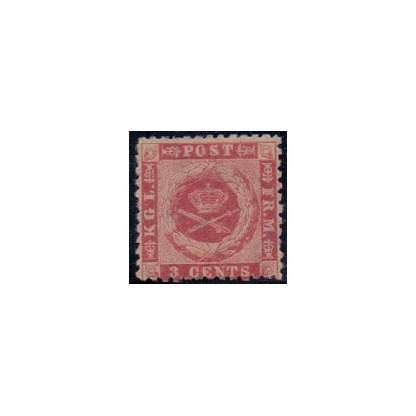 DWI. 1872-73. 3 Cent. Karminrød. AFA nr. 3 **  stempelt