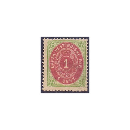 DWI. 1873-1902.  1 Cent, grøn/rødbrun, OMV RM. AFA nr. 5y **  stempelt