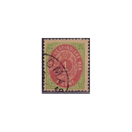 DWI. 1873-1902.  1 Cent, grøn/rødbrun, OMV RM. AFA nr. 5y **  stempelt