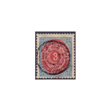 DWI. 1873-1902.  3 Cent, stålblå/rosa AFA nr 6a **, stemplet