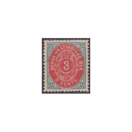 DWI. 1873-1902.  3 Cent, blå/rød, omvendt ramme AFA nr. 6y **, stemplet
