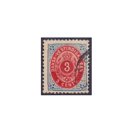 DWI. 1873-1902.  3 Cent, blå/rød, omvendt ramme AFA nr. 6y **, stemplet